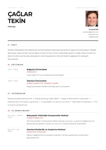 Psikolog CV Örnekleri cv indir